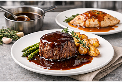 Bonewerks Veal Demi-Glace Elite and Chicken Demi-Glace Elite add rich, concentrated flavor to sauces, braises, and gourmet meals.