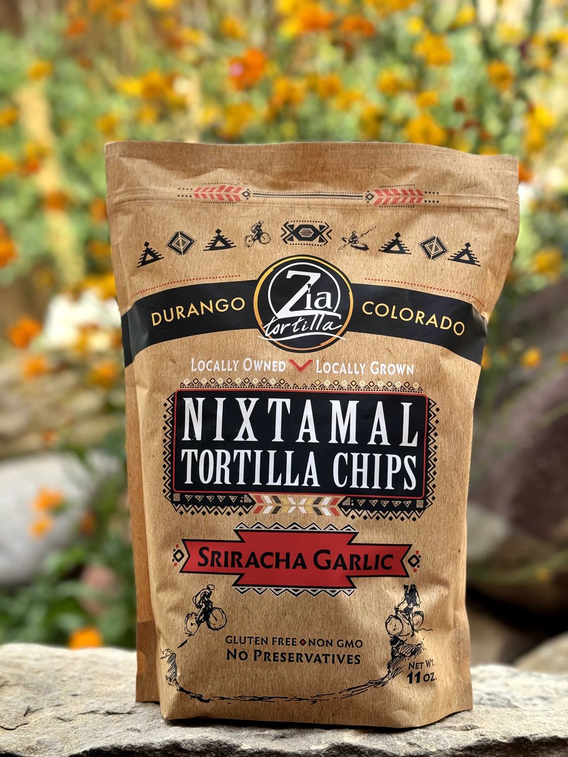 Zia Tortilla Chips Nixtamal Sriracha Garlic 11 oz