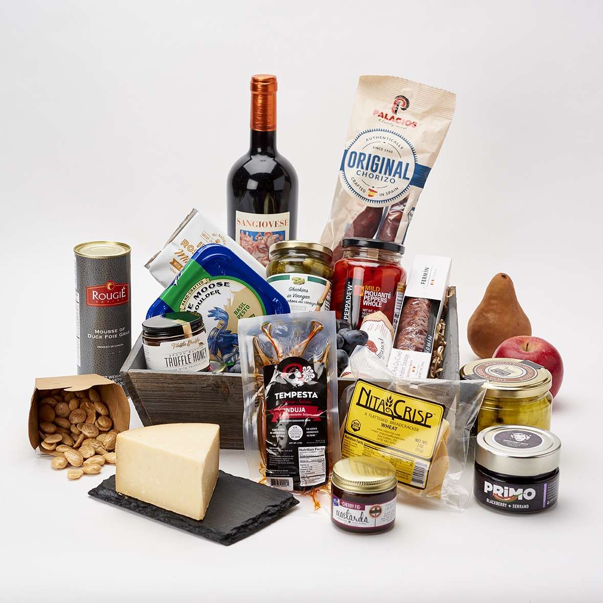 Epicurean Charcuterie basket with Spanish Iberico Salumi and Colorado Products