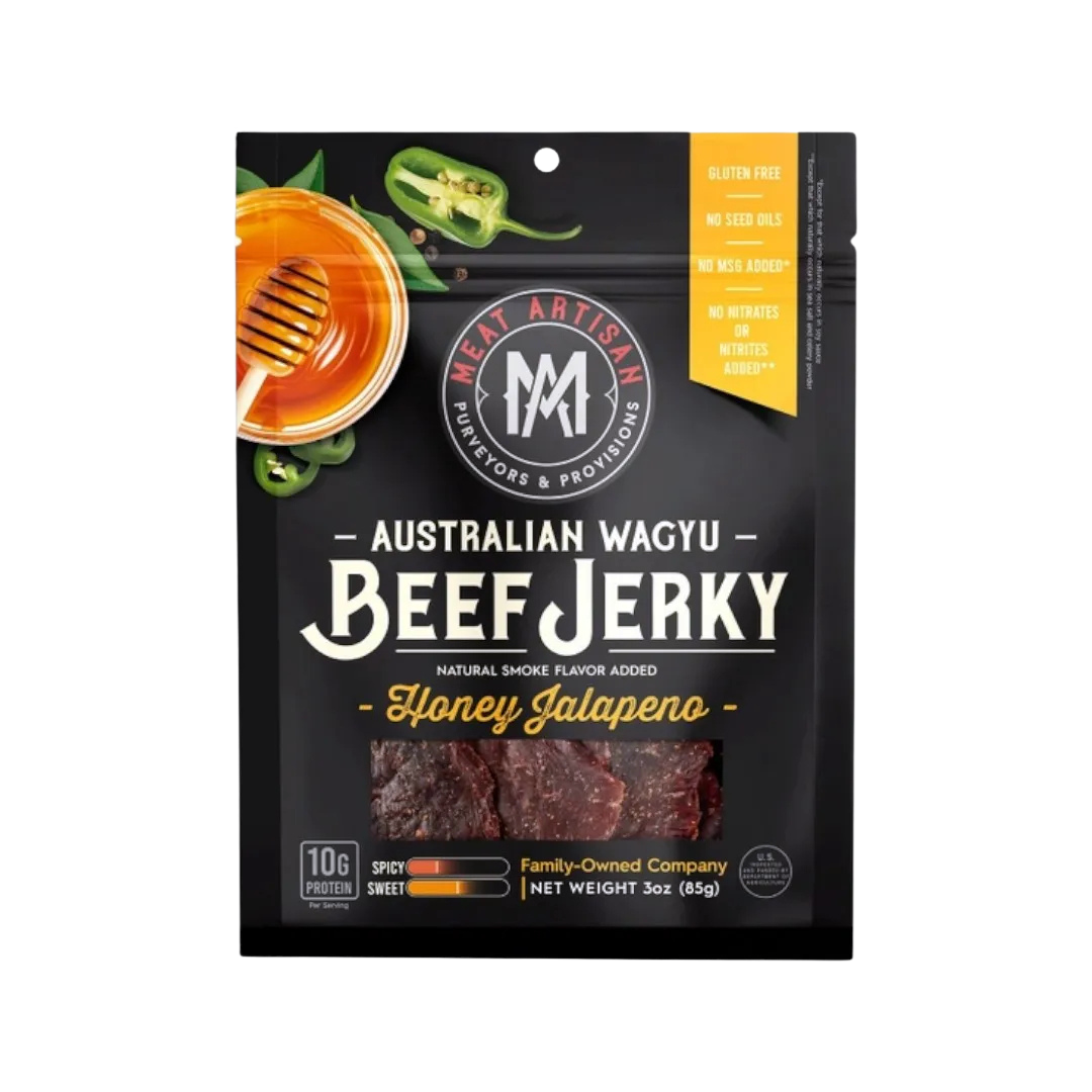 Honey Jalapeno Australian Wagyu Beef Jerky | Gourmet Jerky 3 oz Gluten Free