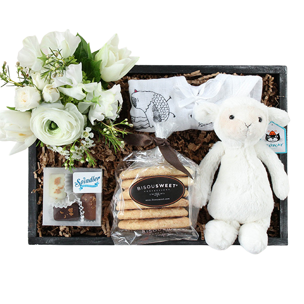 New Baby Crate boy or girl , select colors designer choice arrangement.