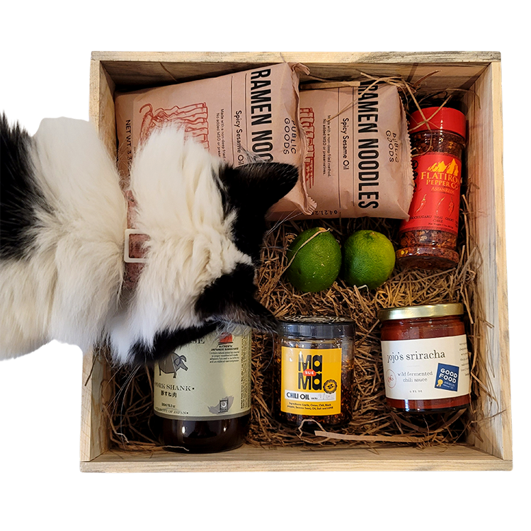 Ramen Gift Crate with Some Colorado Products and Professional Ramen Broth