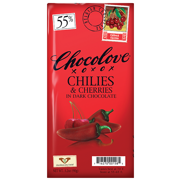 Chocolove 55% Cocoa Content Chilies & Cherries in Dark Chocolate LOCAL