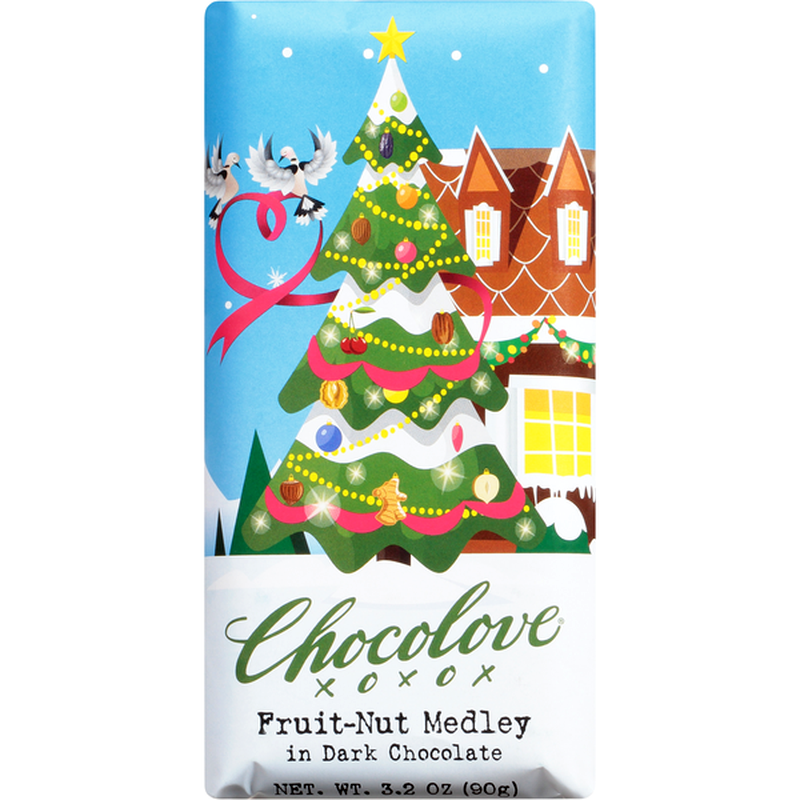 Chocolove Holiday Fruits and Nuts in dark Chocolate Bar 2.3 Oz LOCAL