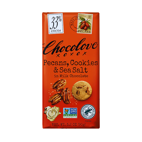 Chocolove - Large Bars - Pecans, Cookies & Sea Salt in Milk Chocolate 3.2oz