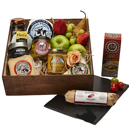 5 Colorado Cheese and Salami crate with accompaniments with slate cheese platter LOCAL
