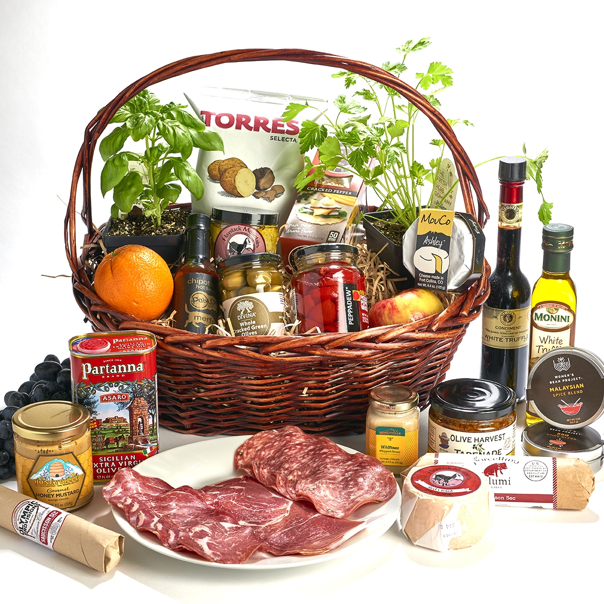 Super Colorado and Imported Gourmet Basket with Herbs