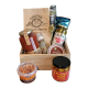 Colorado Bloody Mary basket with Rimming salt, Savory Popcorn, Spicy Okra, Denver Chip , Bloody Mary Olives, Spicy Nuts  and a Bloody Mary Spice Grinder and 2 buffalo or Elk sticks to stir the drink with. 