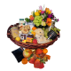 Denver High Tea, Scones, honey Butter, Colorado Honey, Palisades Peach Jam Basket with fresh flowers.