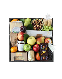 Local Cheese, nuts, Fruit , and accompaniments wooden gift crate