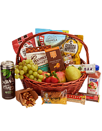 health and Wellness Gift Basket with Fresh Fruit and healthy snacks