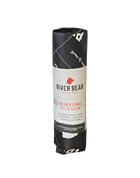 “River Bear Uncured Fennel Pollen Salami – 4.5 oz, locally made in Denver with fennel pollen and white wine.”