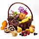 Denver fresh fruit and flowers gift basket with seasonal fruit and market-style floral arrangement