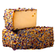 Enjoy Alpine Blossom Cheese, a creamy Alpine-style specialty cheese coated with herbs and edible flowers.