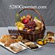 Extra-large gift basket with seasonal fruit, pastries, chocolates, flowers and greenery