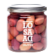 Jar of Losada Natural Cornicabra olives — whole Spanish table olives with firm texture and rustic flavor.