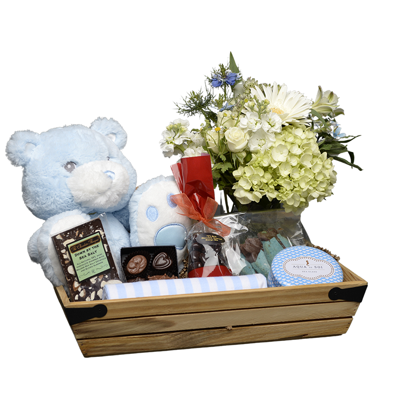 large Newborn Baby boy gift crate LOCAL
