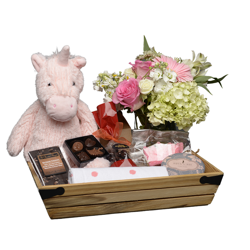 large Newborn Baby girl gift crate LOCAL