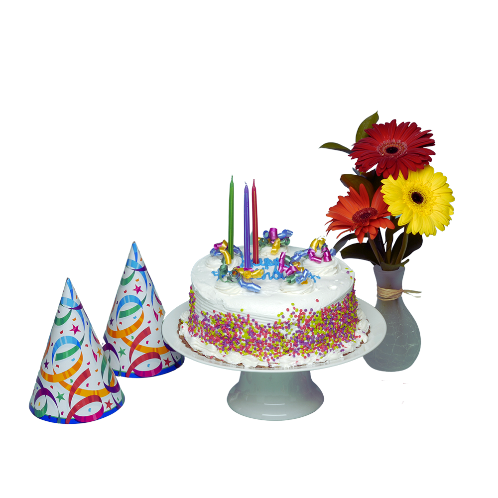 Happy Birthday cake with Flowers, chocolate or white, next day only please
