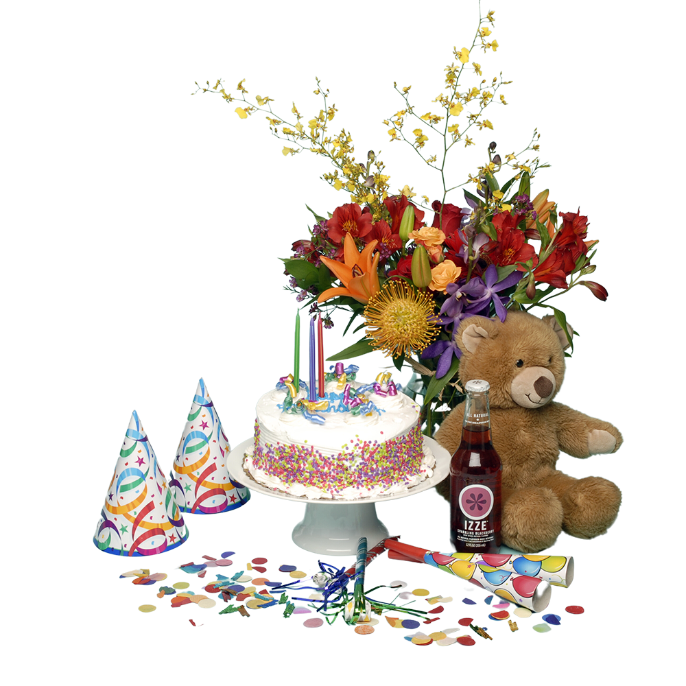 Happy Birthday Bash, Flowers, Beverage, Pastry and Balloons