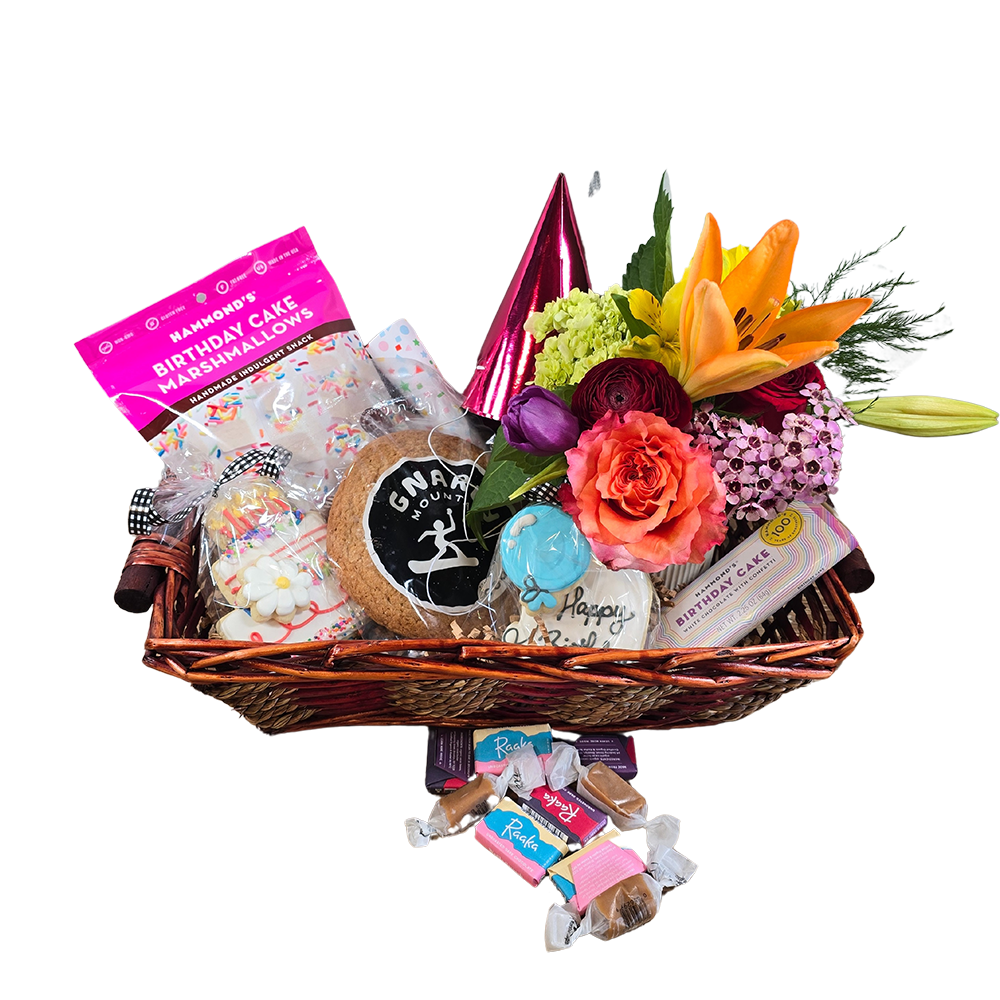Birthday Delight Basket Regular with Flowers