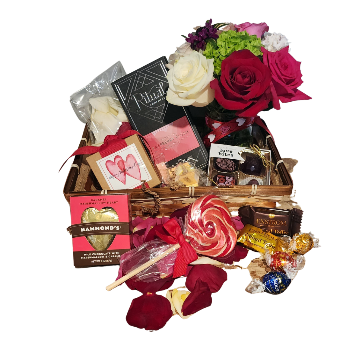 Complete Romance Pack Roses, Chocolate and Rose petals medium
