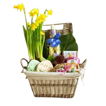 Classic Spring Easter Basket with plant