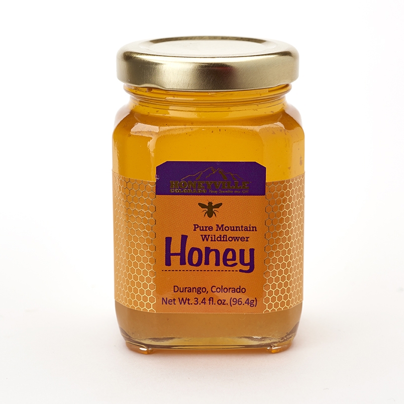 Colorado Honeyville Pure Mountain wildflower honey 3.4 Oz LOCAL