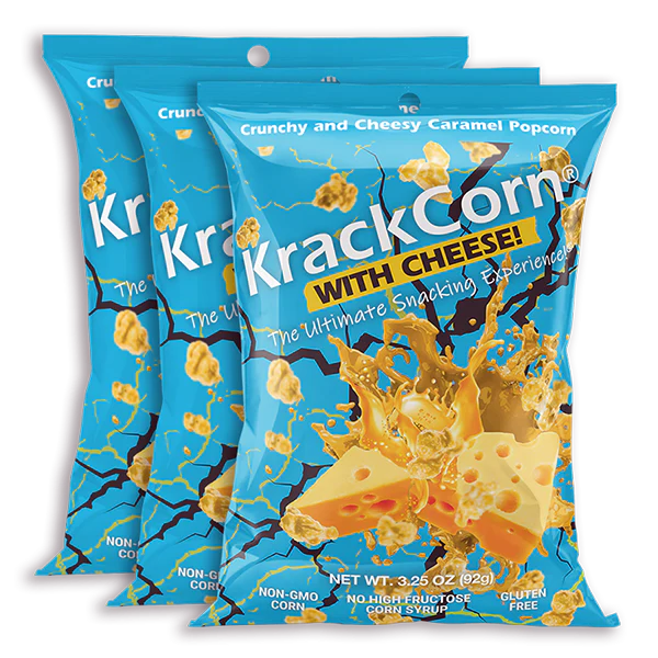 Colorado Made KrackCorn® with Cheese! Crunchy & Cheesy Caramel Popcorn 4 Oz
