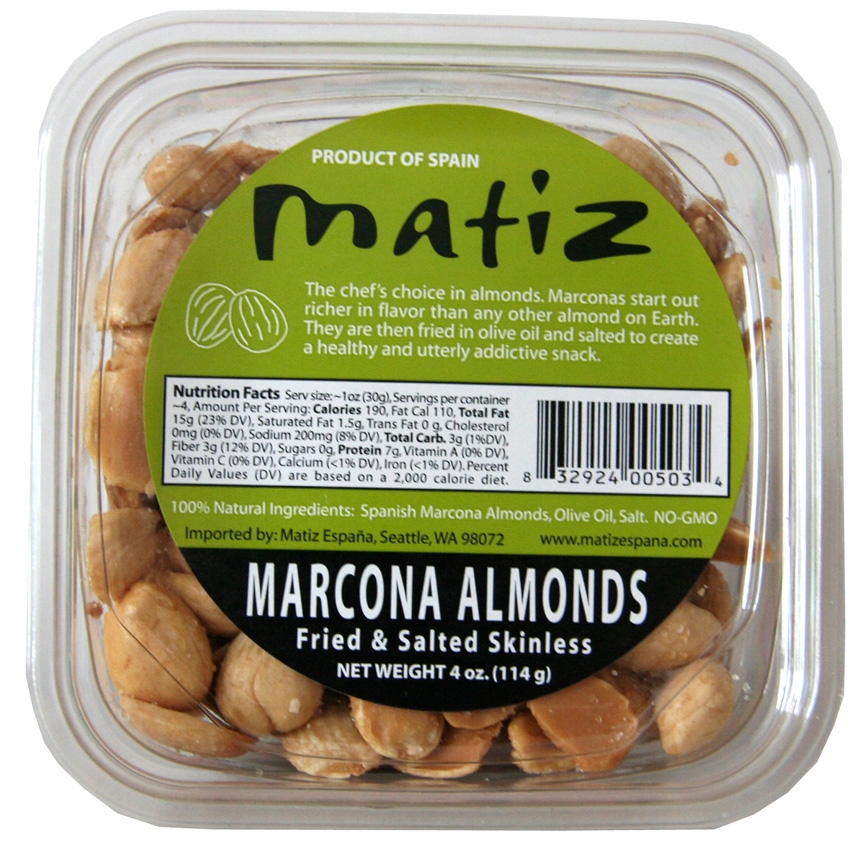 Matiz Marcona Fried Salted Tubs - 4oz
