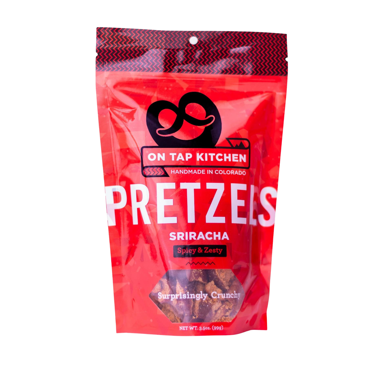 On tap kitchen Sriracha Pretzels Local 3.5 Oz