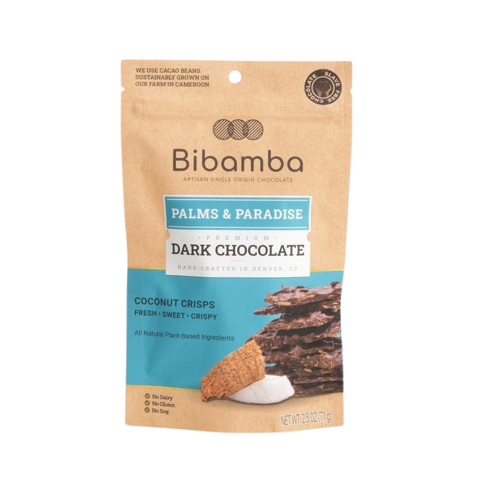 Bibamba Palm and Paradise Premium Dark Chocolate with Coconut Crisps