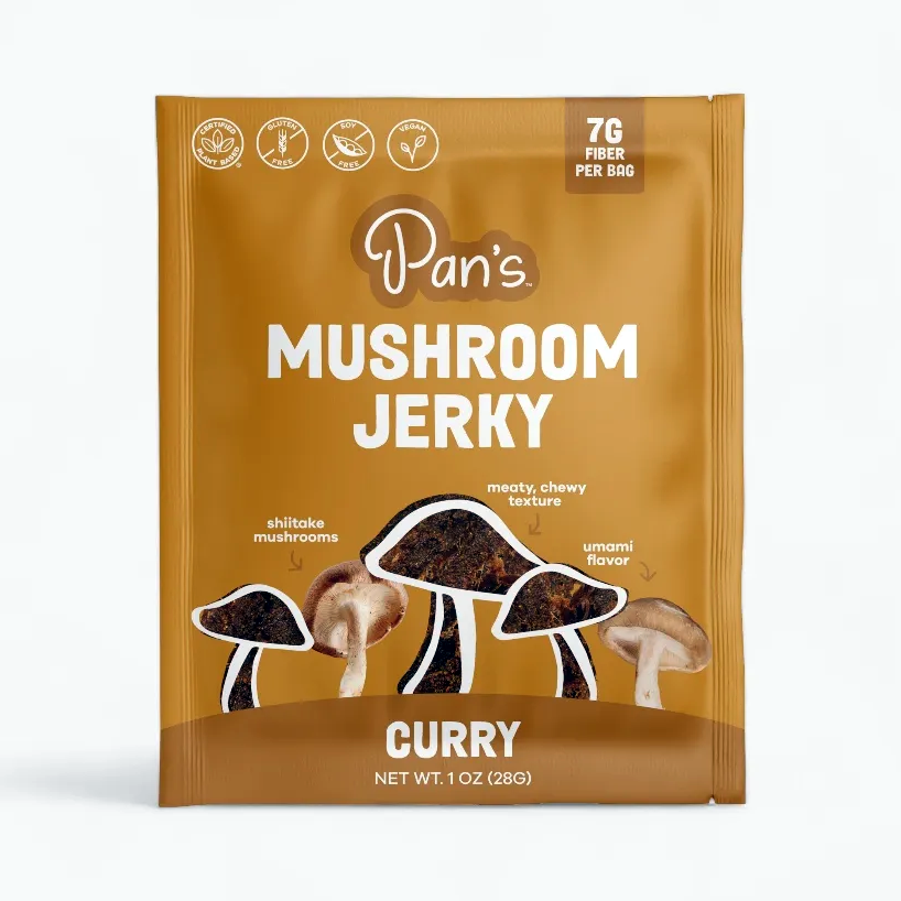 Pan’s Mushroom Jerky – Curry Plant-Based Snack