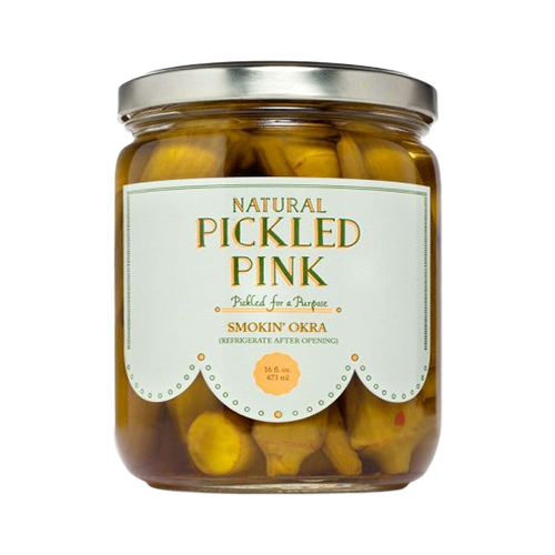 Pickled Pink Smoking Okra 16 Oz