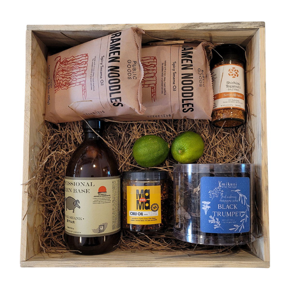 Ramen Gift Crate with Some Colorado Products and Proffesional Ramen Broth