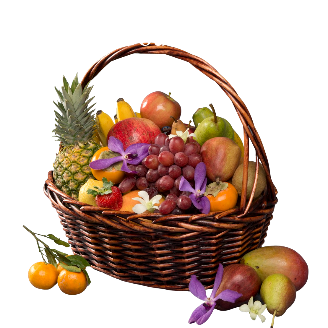 Large fruit basket, organic options available.