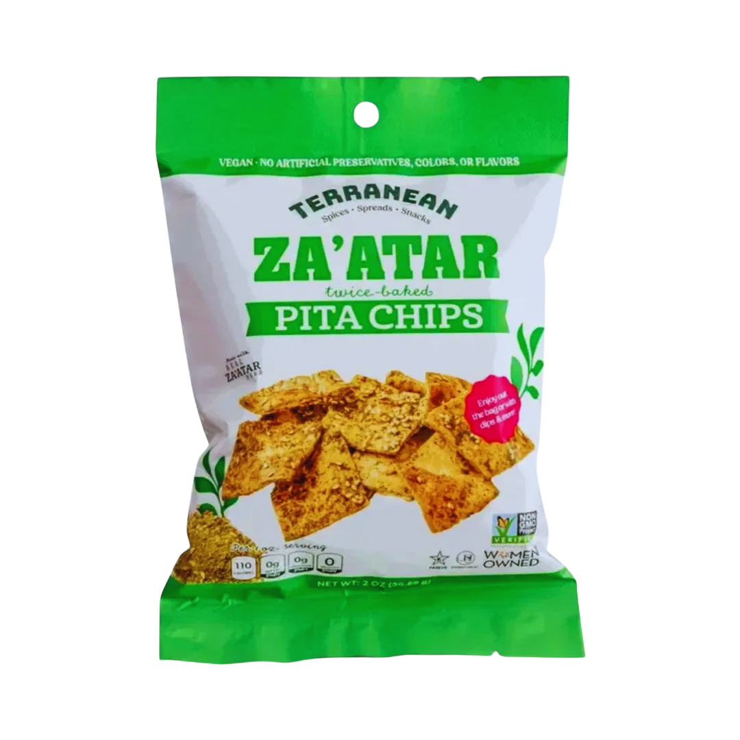Terranean Herbs & Spices Za'atar Twice Baked Pita Chips -Vegan 2 Oz