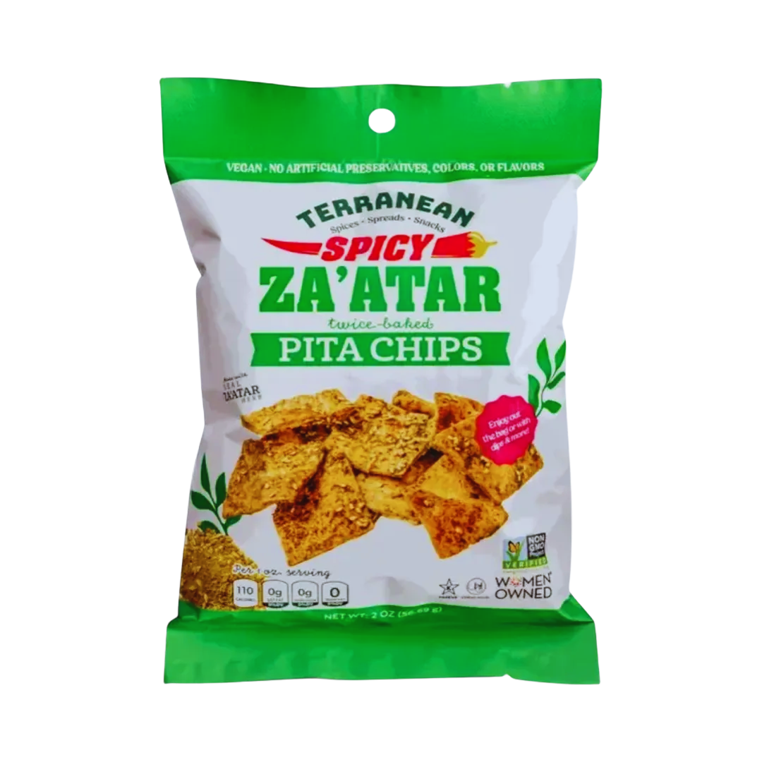 Terranean Spicy Za'atar Twice- Baked Pita Chips Vegan 2 oz