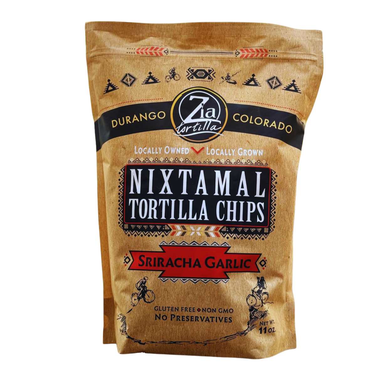 Zia Tortilla Chips Nixtamal Sriracha Garlic 11 oz