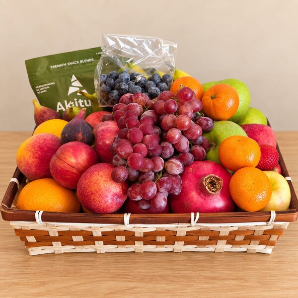 Custom fresh fruits and nuts gift basket with extra fruit
